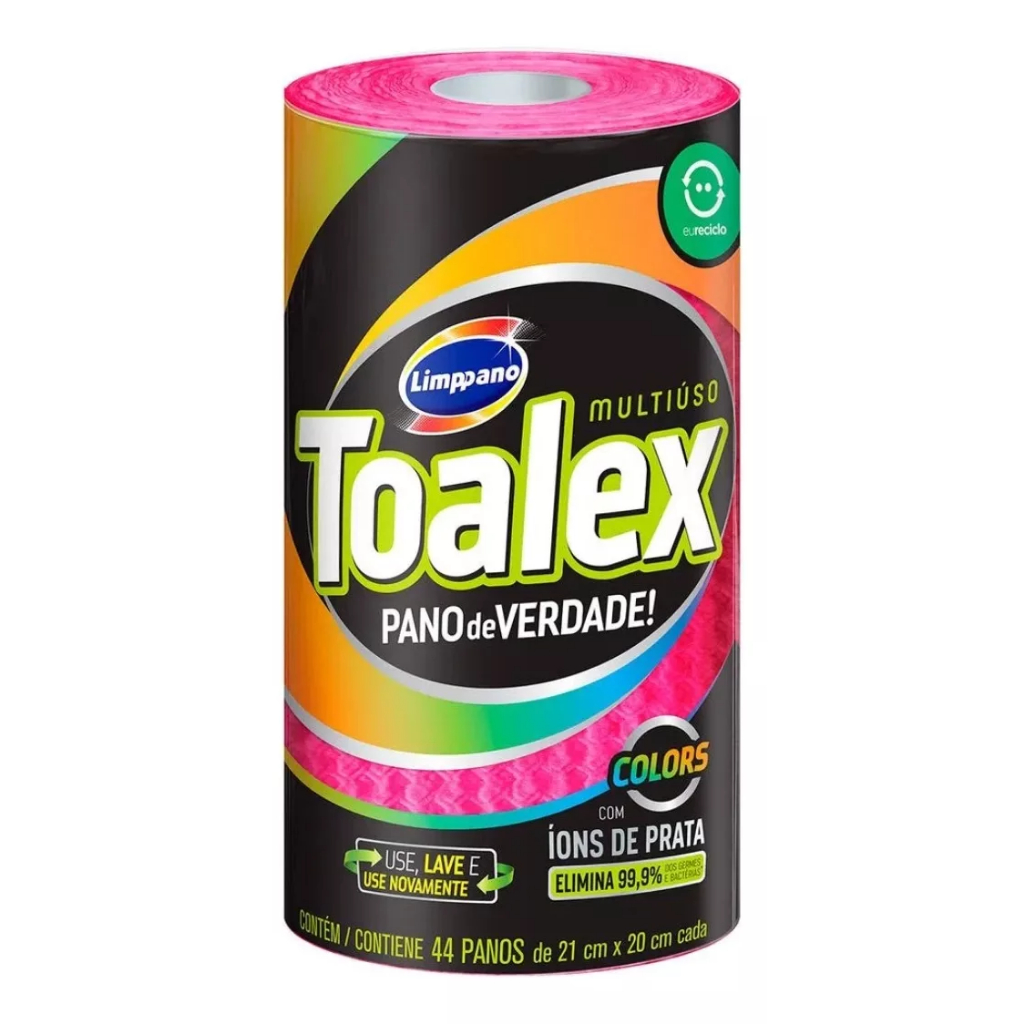 Pano Toalex Toalha Cozinha Reutilizável Rolo 44 Unid. Rosa Pano Toalex Toalha Cozinha Reutilizável Rolo 44 Unid. Rosa