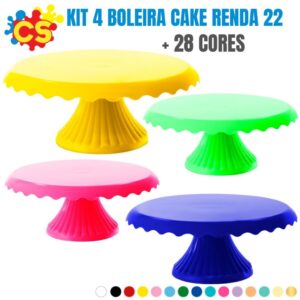 Kit 4 Boleira Cake Renda 22 Cm (+ 28 Cores)- Festas- Suporte de Doces e Bolos - Oferta na Shopee
