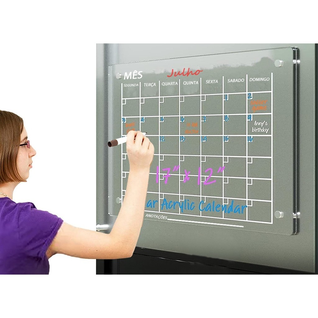 Calendário Planner Magnético para Geladeira - Anotações e Recados em Acrílico Calendário Planner Magnético para Geladeira - Anotações e Recados em Acrílico - Oferta na Shopee