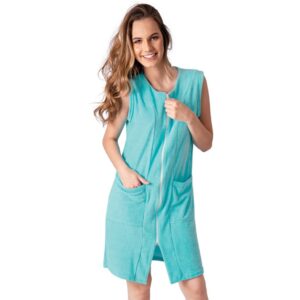Roupão Feminino Atoalhado com Zíper e Bolsos  Hidroginástica Piscina P AO PLUS SIZE - Oferta na Shopee