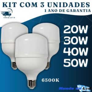 Kit 3 Lâmpadas Ultra Led Bulbo 20w