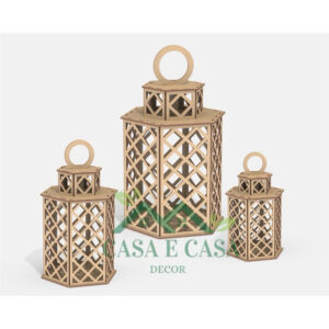 Trio de Luminaria Marroquina Mdf cru Sextavada Decorativa - Oferta na Shopee