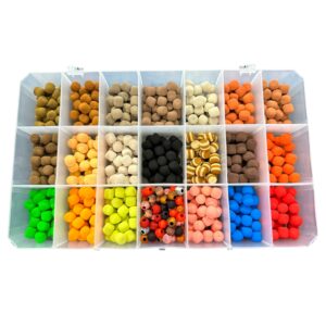 Kit Estojo 500 Eva Boleado Formato Ração + 50 Miçangas Para Pesca - Oferta na Shopee