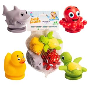 Kit 4 Brinquedos de Banho para Bebe Dino Fundo do Mar Vila Toy Atóxico - Oferta na Shopee