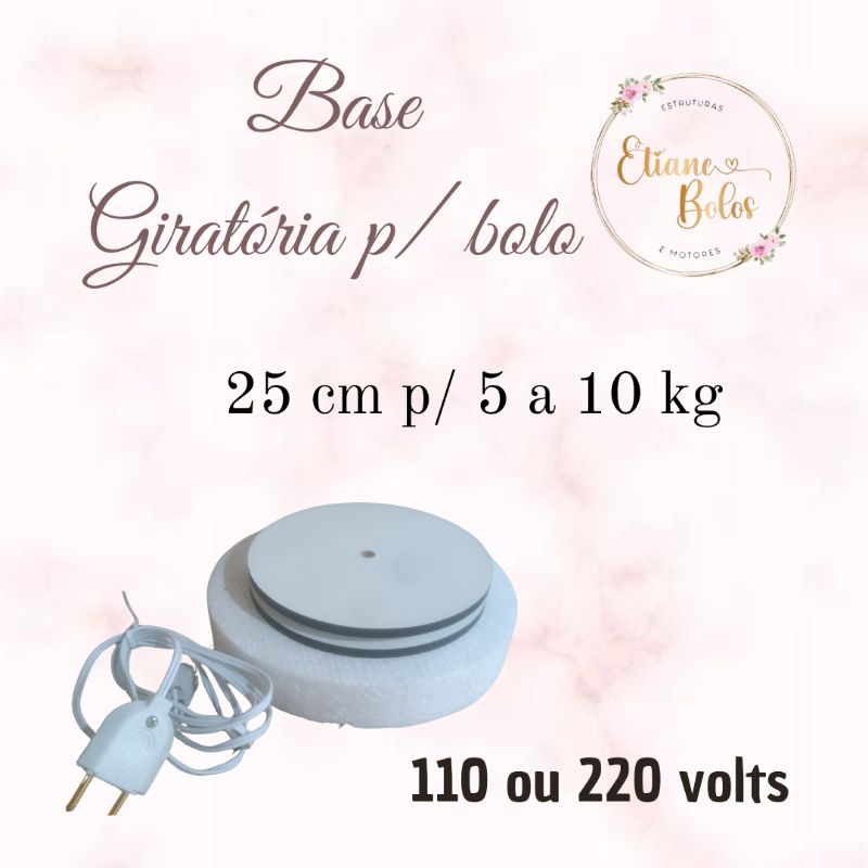 Base giratória para bolo 25 cm p/ até 10 kg 110 ou 220 volts Base giratória para bolo 25 cm p/ até 10 kg 110 ou 220 volts - Oferta na Shopee