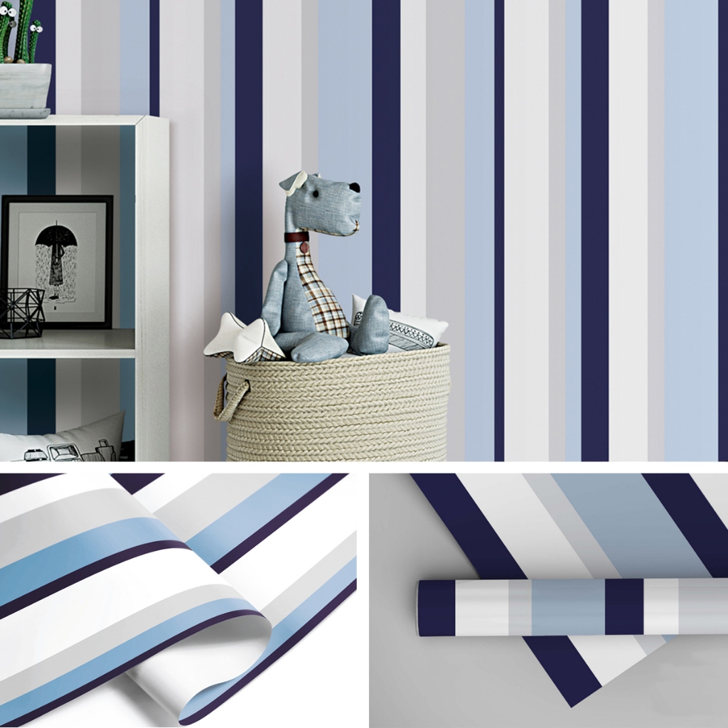 Papel De Parede Listras Infantil Azul Quarto Adesivo Adesivo Autocolante Lavável Vinilico 10m Papel De Parede Listras Infantil Azul Quarto Adesivo Adesivo Autocolante Lavável Vinilico 10m