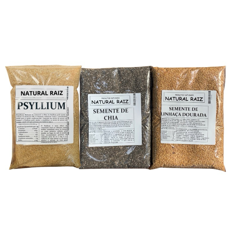 Kit Intestino Saudavel Psyllium + Chia + Linhaça Dourada Kit Intestino Saudavel Psyllium + Chia + Linhaça Dourada