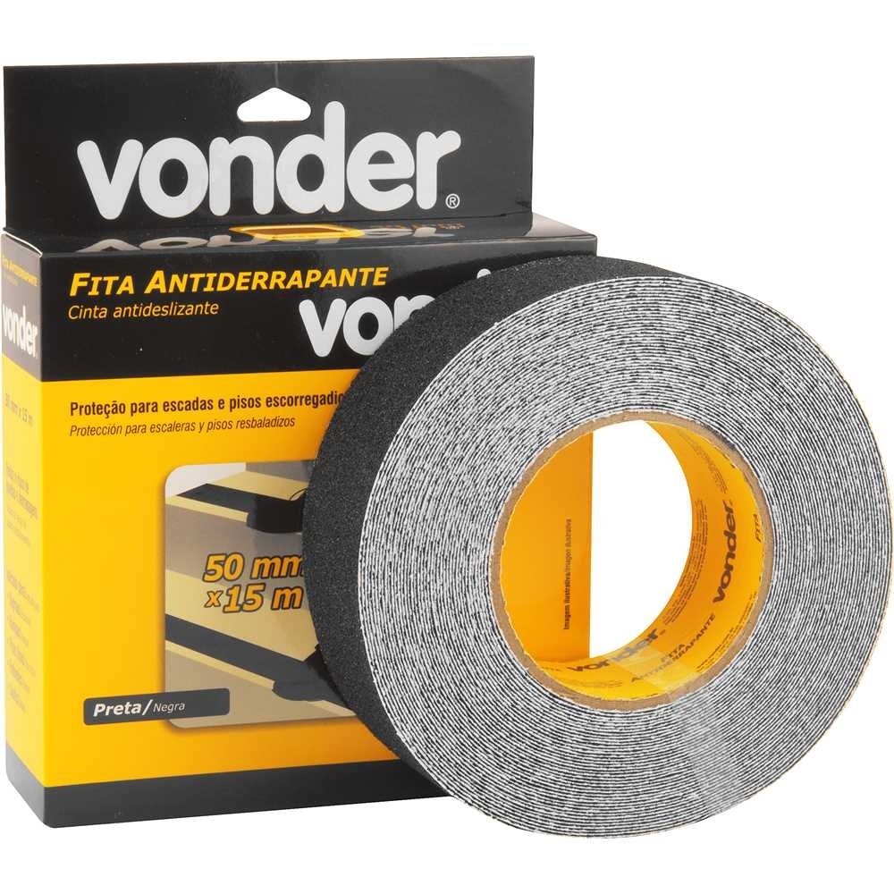 Fita Antiderrapante Piso 50 mm x 5 m Preta – Vonder Fita Antiderrapante Piso 50 mm x 5 m Preta – Vonder