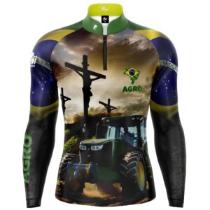 Camiseta Camisa Blusa Agro Brasil Cruz Trator Com Zíper Proteção Uv50+ - Oferta na Shopee
