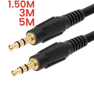 Cabo Audio Auxiliar P2 X P2 Estereo Dourado 1.50M 3M 5M - Oferta na Shopee