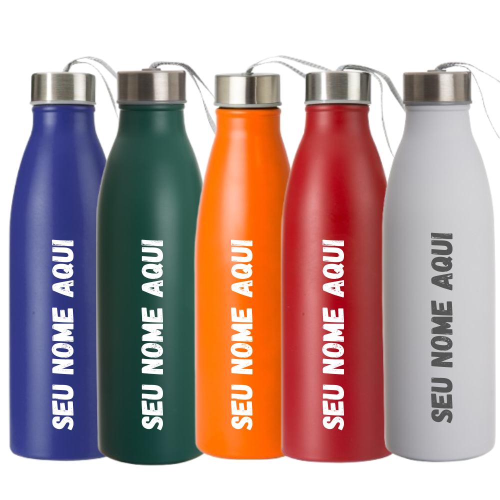 Garrafa Inox 750ml Com Alça - Squeeze - Personalizada Logo Garrafa Inox 750ml Com Alça - Squeeze - Personalizada Logo - Oferta na Shopee