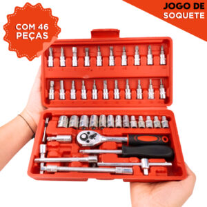 Kit de Ferramentas 46 Peças com Catraca Soquete – Maleta Portátil – Ideal para Reparos Domésticos MN - Oferta na Shopee