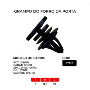 Grampo Forro de Porta vw saveiro/gol/fox/Parati 10 unidades - Oferta na Shopee