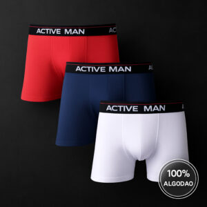 Kit Até 03 Cuecas Boxer ALGODÃO/COTTON Qualidade Premium Com Elastano Tecido Leve Confortável - Oferta na Shopee