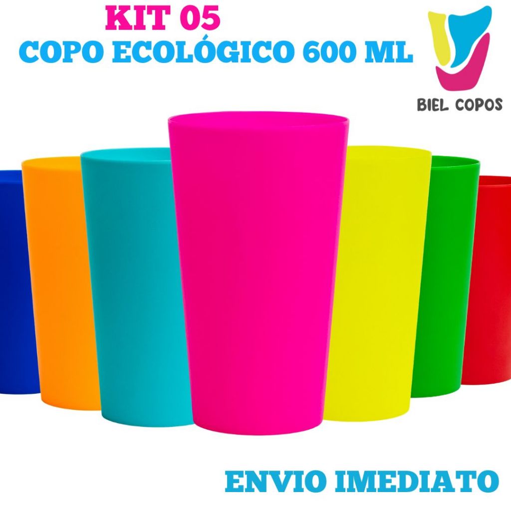 Kit 5 Copo Ecológico 600 mL- Copo Carnaval Kit 5 Copo Ecológico 600 mL- Copo Carnaval - Oferta na Shopee