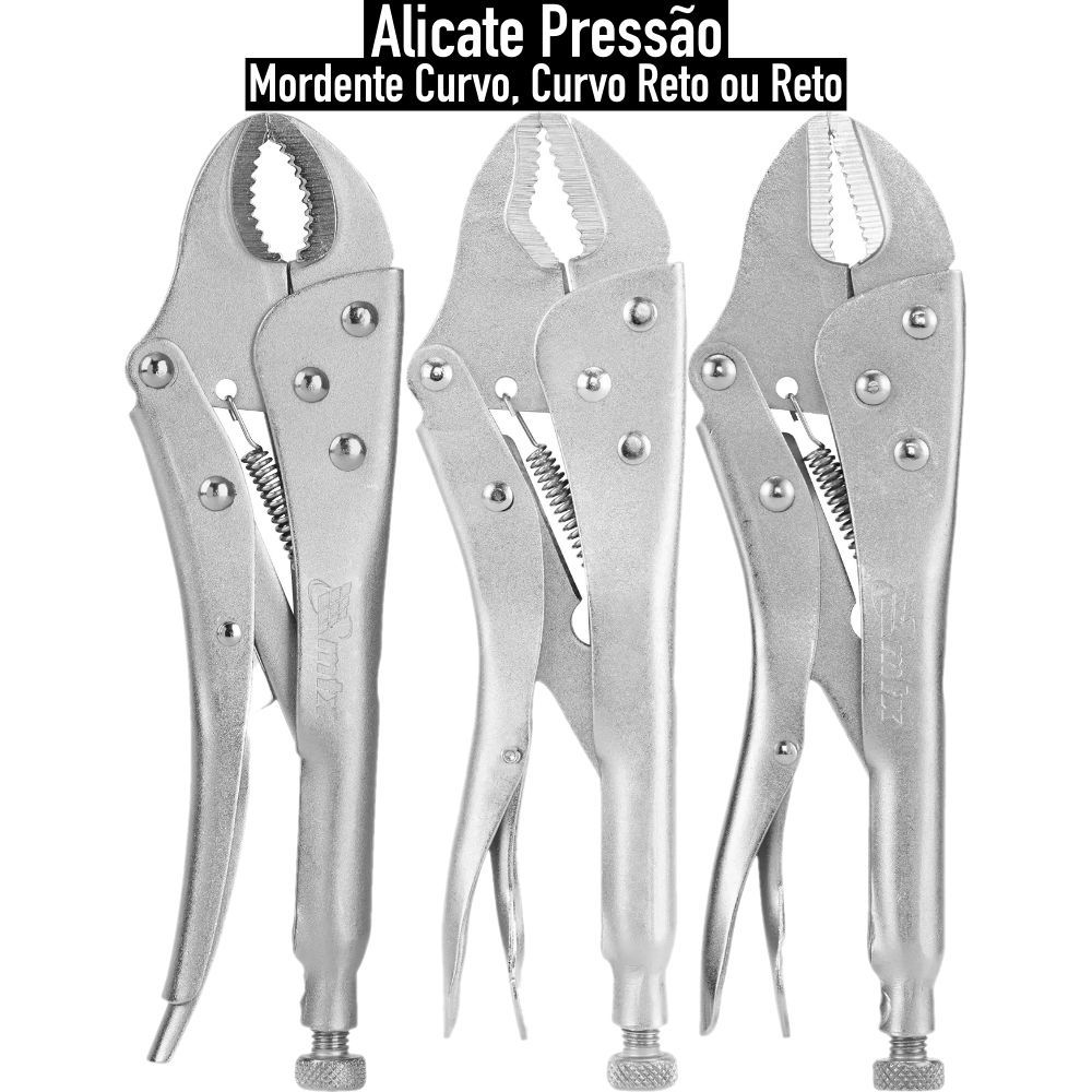 Alicate de Pressão 10 Pol 250mm, Mordente Reto, Curvo ou Curvo Reto MTX Alicate de Pressão 10 Pol 250mm