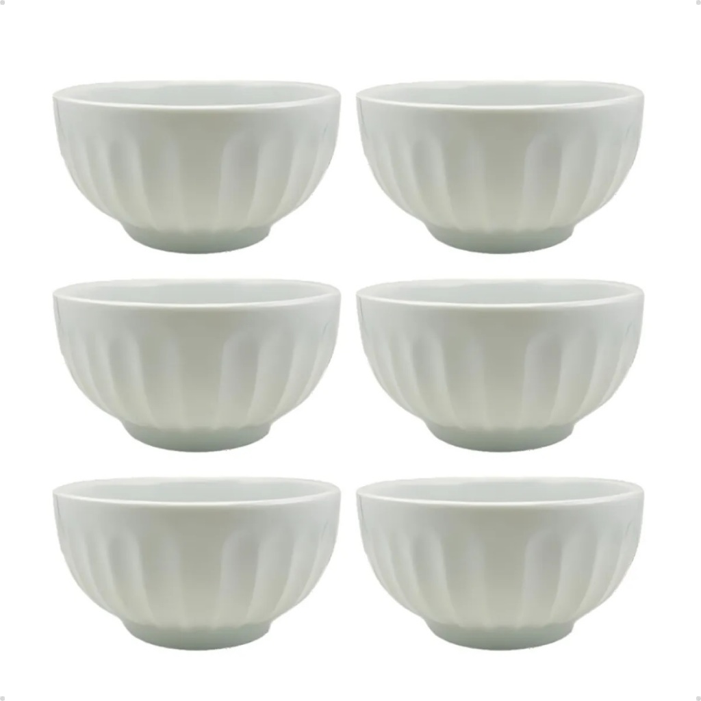 Cumbucas de porcelana 500ml CANELADA grande - 06 unidades Cumbucas de porcelana 500ml CANELADA grande - 06 unidades - Oferta na Shopee