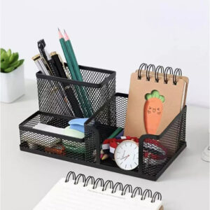 Porta Caneta Organizador De Mesa Escritório Metal Aramado C/ Divisórias Multiuso - Oferta na Shopee