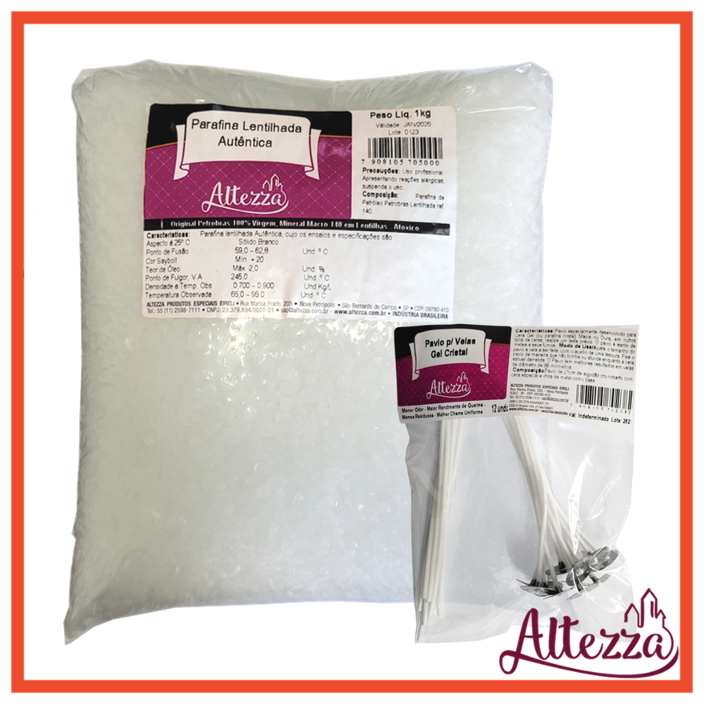 Kit 1 Kg Parafina Lentilhada 100% Pura 140 + 24 Pavios 21 Cm Kit 1 Kg Parafina Lentilhada 100% Pura 140 + 24 Pavios 21 Cm - Oferta na Shopee