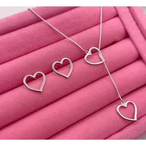 Conjunto Colar e Brinco Gravatinha Coração Folheado a Ouro 18k uo Prata 925 - Oferta na Shopee
