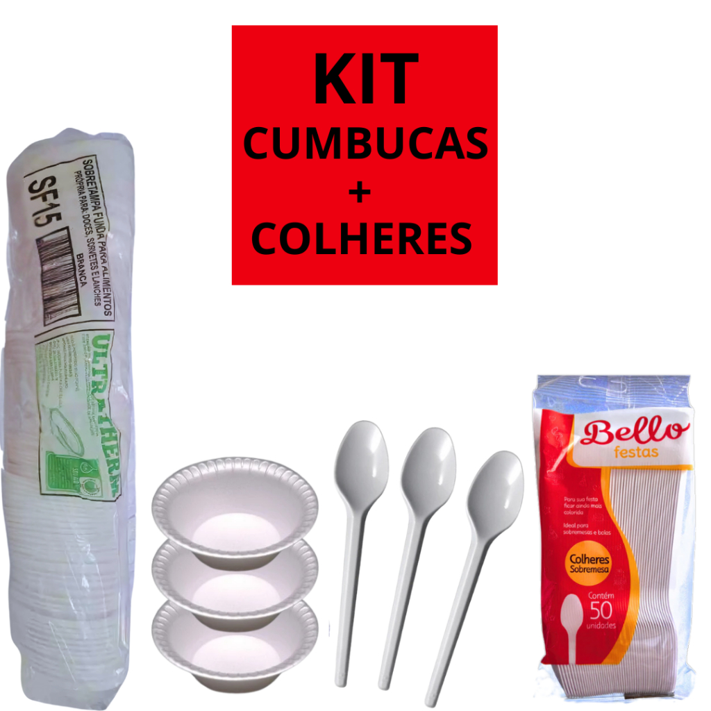 Cumbuca Pote de Isopor Fundo Térmico 300ml + Colheres Descaváveis Cumbuca Pote de Isopor Fundo Térmico 300ml + Colheres Descaváveis