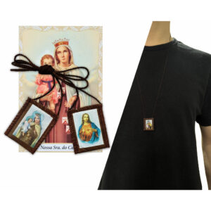 Escapulário Tecido Pano Nossa Senhora Carmo Sagrado Coração Jesus Artesanal Marrom Médio Católico - Oferta na Shopee