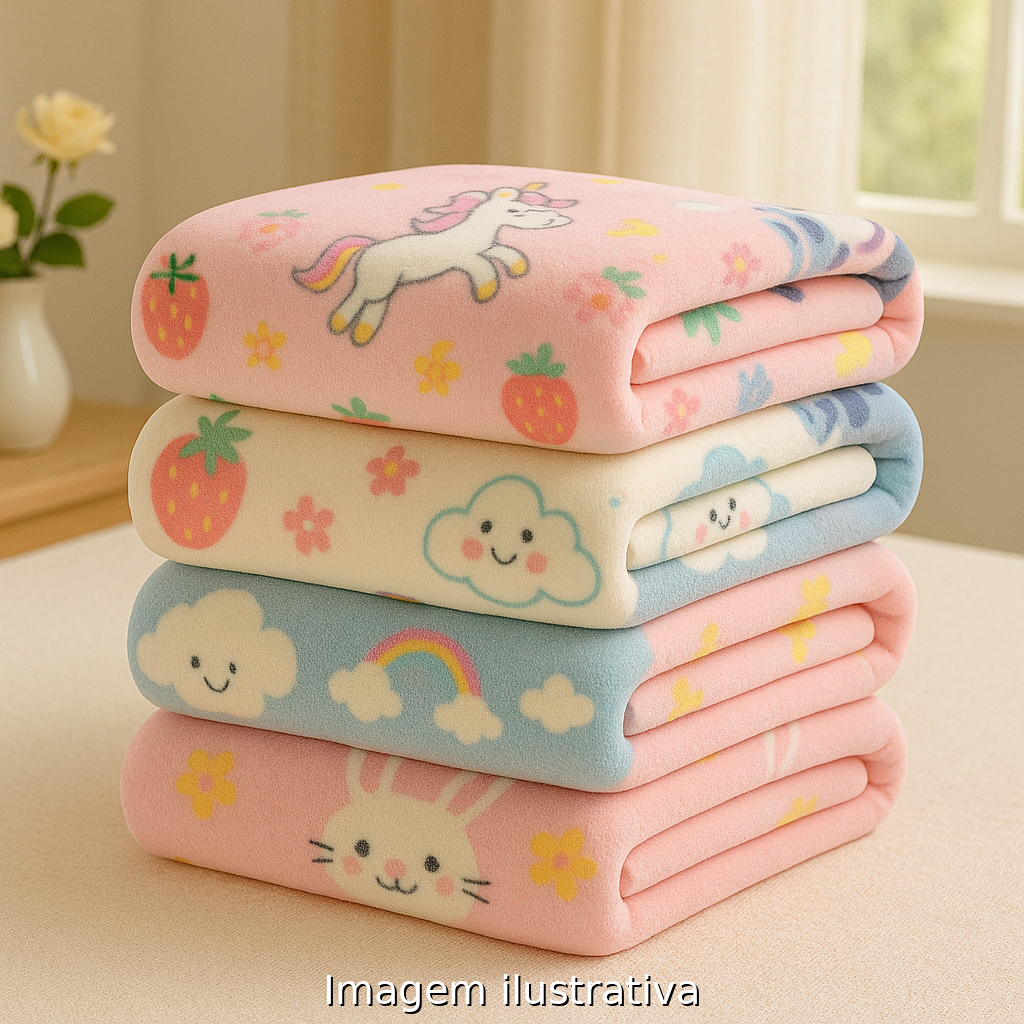 10 Manta Cobertor de Bebe Estampada 1,00 x 0,80m Menina e Menino Cobertinha de Berço 10 Manta Cobertor de Bebe Estampada 1