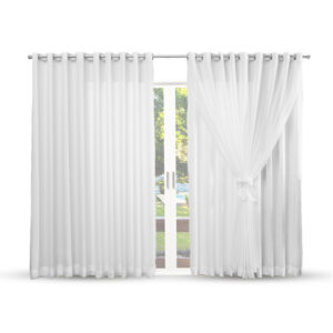 Cortina Microfibra com Voil - Decoração p/ Sala ou Quarto apartamento ilhós cromado porta grande - Oferta na Shopee