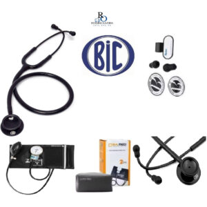 Kit Ap. Pressão Bic P.a. med Esfigmomanômetro + Estetoscópio Efficace BLACK TOTAL - Oferta na Shopee