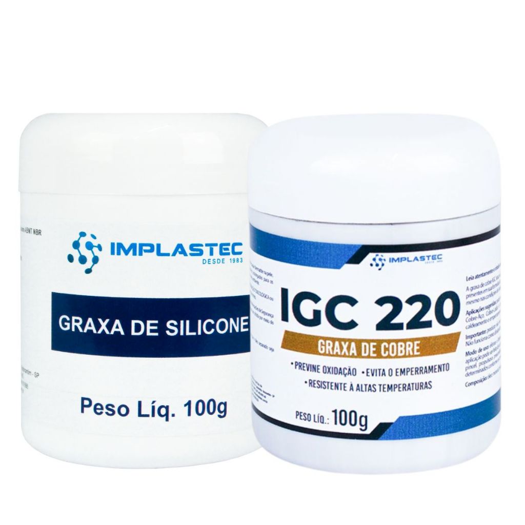 Kit Graxa Silicone 100g Para Pino Da Pinça Freio E Graxa De Cobre 100g - Implastec Kit Graxa Silicone 100g Para Pino Da Pinça Freio E Graxa De Cobre 100g - Implastec - Oferta na Shopee