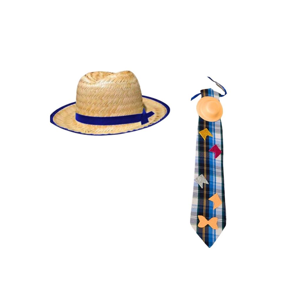 Kit Chapéu De Palha Infantil Italianinho e Gravata - Para Festas Juninas, Festas de São João, Arraiá, etc.! Kit Chapéu De Palha Infantil Italianinho e Gravata - Para Festas Juninas