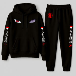 Kit Conjunto Moletom Canguru e calça moletom Com Capuz sasuke uchiha sharingan Streetwear Personalizado - Oferta na Shopee