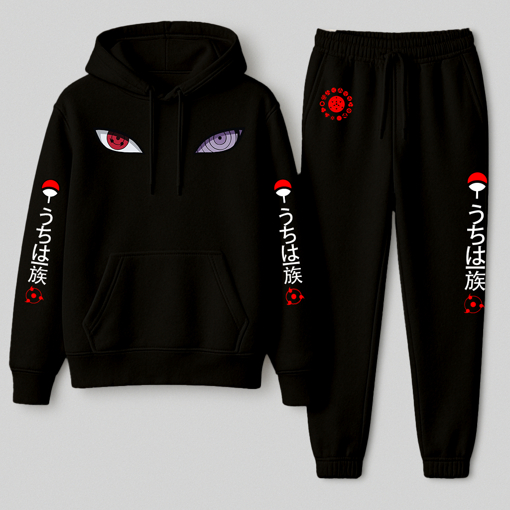 Kit Conjunto Moletom Canguru e calça moletom Com Capuz sasuke uchiha sharingan Streetwear Personalizado Kit Conjunto Moletom Canguru e calça moletom Com Capuz sasuke uchiha sharingan Streetwear Personalizado