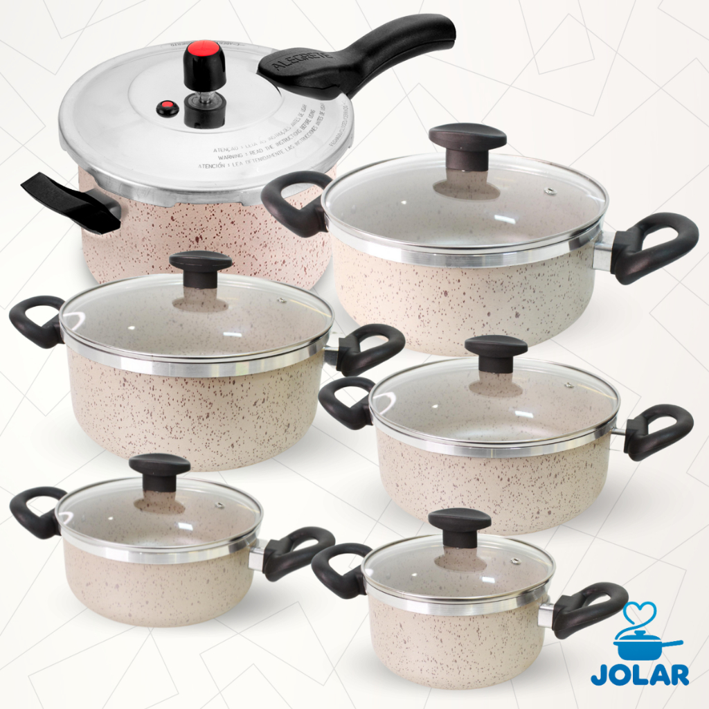 Jogo de Panelas Antiaderentes Teflon + Panela de Pressão 4,5 l Externa 6 Peças Jogo de Panelas Antiaderentes Teflon + Panela de Pressão 4,5 l Externa 6 Peças