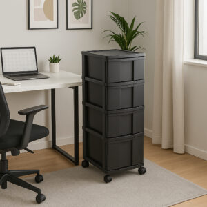 Gaveteiro Porta Tudo 4 Gavetas Com Rodas Organizador Multiuso Monte Líbano Cor Preto - Oferta na Shopee