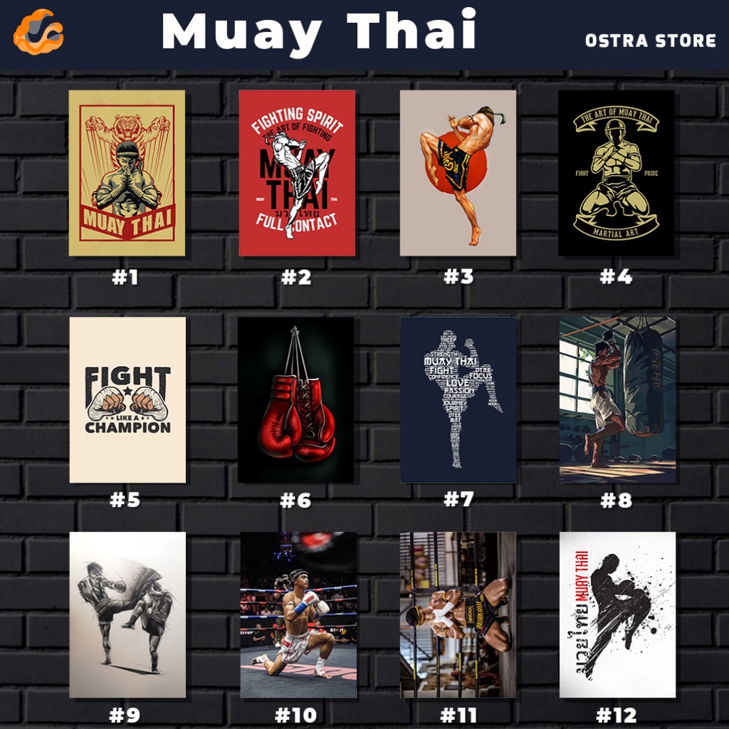 Muay Thai 01 a 12 – Placa MDF & Quadro com Moldura – academia – esporte – luta – boxe – kickboxing Muay Thai 01 a 12 – Placa MDF & Quadro com Moldura – academia – esporte – luta – boxe – kickboxing