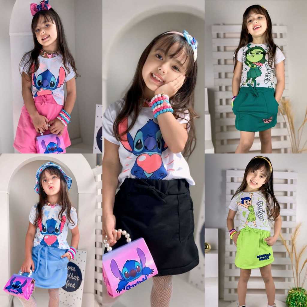Conjunto Roupa Infantil Menina Baby look Short-saia Feminino 4 ao 12 Anos Conjunto Roupa Infantil Menina Baby look Short-saia Feminino 4 ao 12 Anos - Oferta na Shopee
