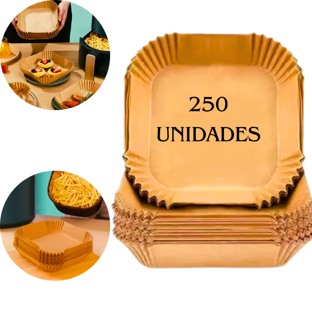 250 Formas Descartáveis Retangulares Airfryer Papel Forneável Antiaderente 250 Formas Descartáveis Retangulares Airfryer Papel Forneável Antiaderente