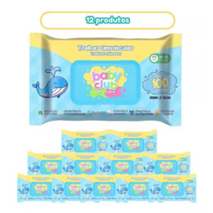 KIT 12 Toalha Umedecida Baby Club c/100 folhas Lenço Umedecido Lencinho - Oferta na Shopee
