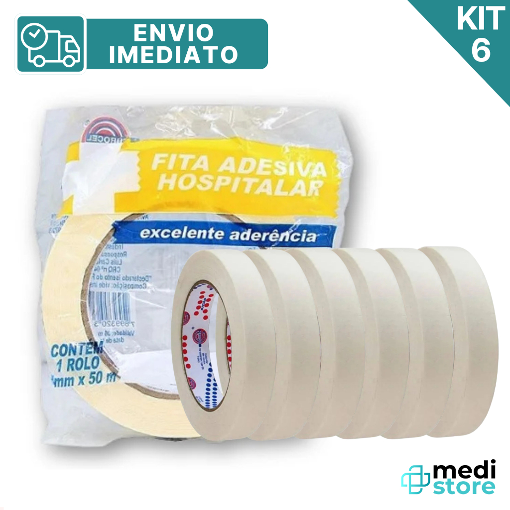 Kit com 6 - Fita Adesiva Crepe Hospitalar 16mm X50mm Eurocel - Envio Imediato Kit com 6 - Fita Adesiva Crepe Hospitalar 16mm X50mm Eurocel - Envio Imediato - Oferta na Shopee