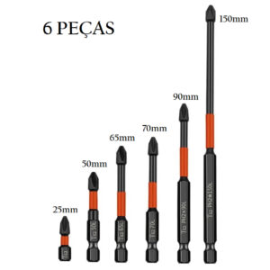 Conjunto de Bits Phillips Magnéticos PH2 de Alta Resistência Kit com Variação - Comprimentos 25