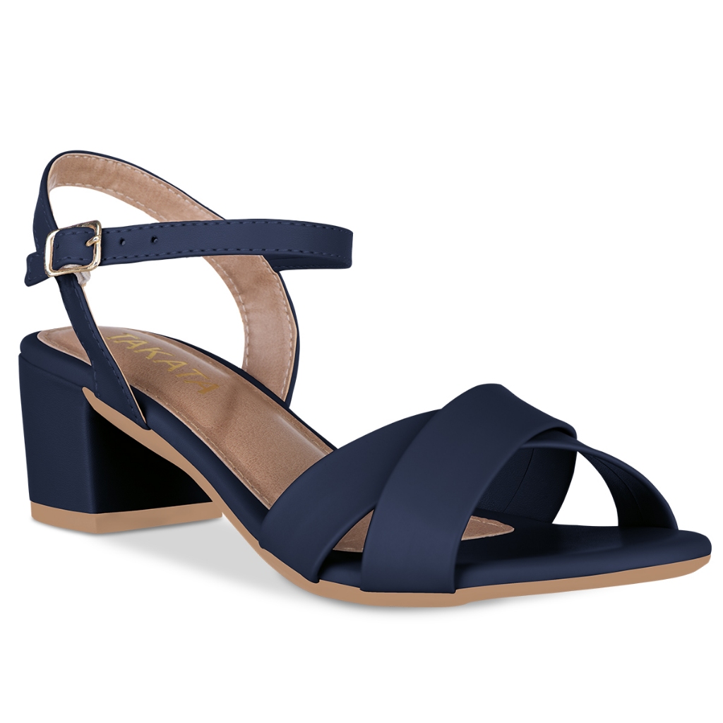 Sandália Feminina Salto Bloco Baixo Tiras Cruzadas Fivela Confortável Moda Tendência Blogueira Sandália Feminina Salto Bloco Baixo Tiras Cruzadas Fivela Confortável Moda Tendência Blogueira