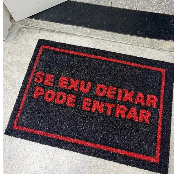 Tapete capacho para porta de entrada - umbanda Se Exu deixar pode entrar 60X40 Tapete capacho para porta de entrada - umbanda Se Exu deixar pode entrar 60X40 - Oferta na Shopee