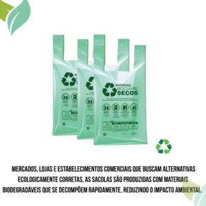 Pacote Sacola 23X35 1000 Unidades Verde Bioplástica Padrão Prefeitura Reciclável Mercado Produtos - Oferta na Shopee