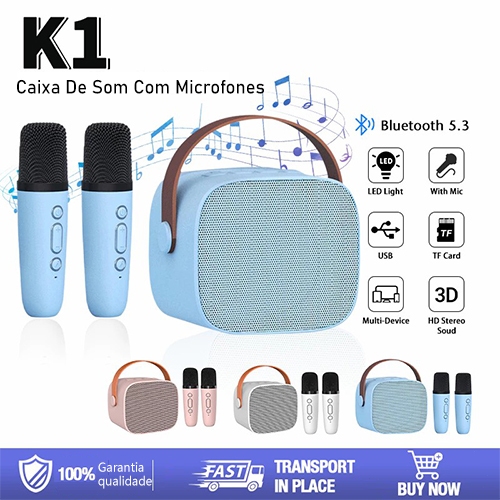 Caixa De Som Com Microfones Karaokê Alto-falante 5w Portátil Bluetooth 5.0 Alta Qualidade de Som Caixa De Som Com Microfones Karaokê Alto-falante 5w Portátil Bluetooth 5.0 Alta Qualidade de Som
