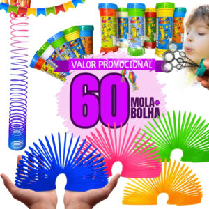 30 Bolha De Sabão + 30 Mola Maluca Grande Lembrancinha Atacado Prenda Kit Festa Criança - Oferta na Shopee