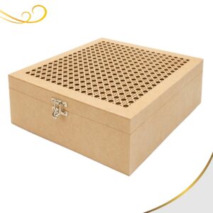 Caixa Quadrada Grande 30x30 Com Fecho e Dobradiça em MDF Cru - Oferta na Shopee