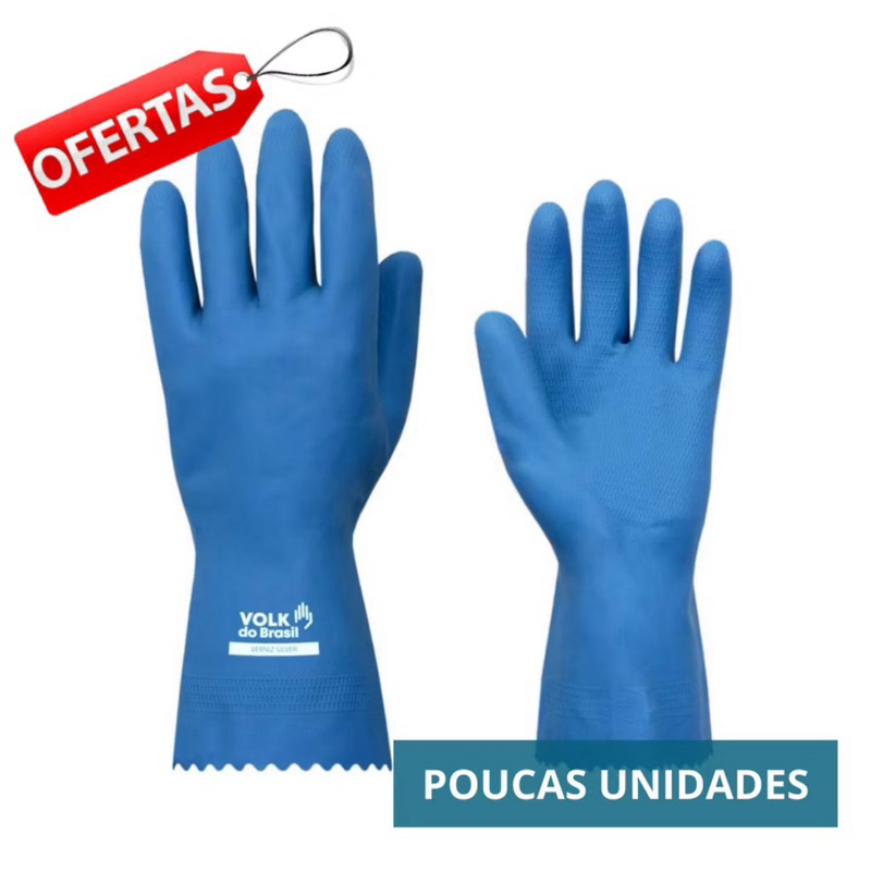 Kit 2 Prs Luva De Latex AZUL Multiuso Forrada Antiderrapante Impermeável Para Limpeza Louça Faxina Jardinagem volk Kit 2 Prs Luva De Latex AZUL Multiuso Forrada Antiderrapante Impermeável Para Limpeza Louça Faxina Jardinagem volk