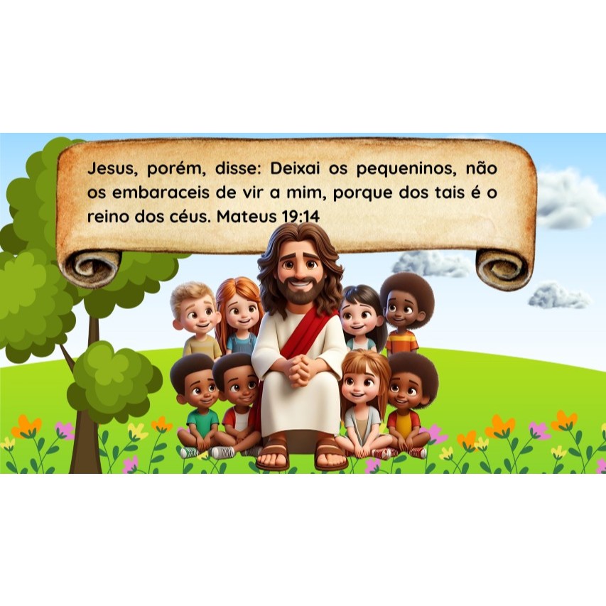 Painel Jesus crianças - mateus 19:14 retangular de lona para decoração de festa de aniversário infantil. Várias medidas. Painel Jesus crianças - mateus 19:14 retangular de lona para decoração de festa de aniversário infantil. Várias medidas. - Oferta na Shopee