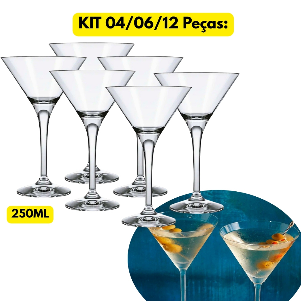 Jogo Kit 04/06/12 UN. Taça Martini Vidro Cristalino 250ML Drink Sobremesa Dry Martiny Tequila Dose Jogo Kit 04/06/12 UN. Taça Martini Vidro Cristalino 250ML Drink Sobremesa Dry Martiny Tequila Dose - Oferta na Shopee